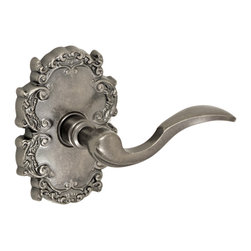 Paddle Lever with Victorian Rose Antique Pewter Finish - Door Levers