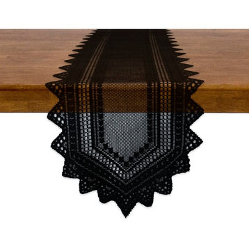 DII Nordic Lace Table Runner, Black, 14"x72"