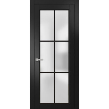 Solid French Door 28 x 84 | Planum 2122 Matte Black| Bathroom