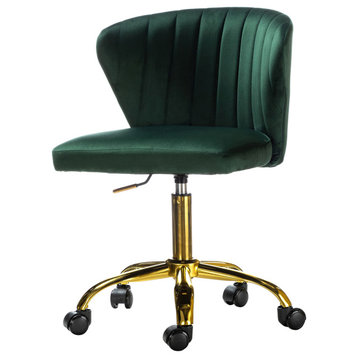 Swivel Task Chair With Tufted Back, Green