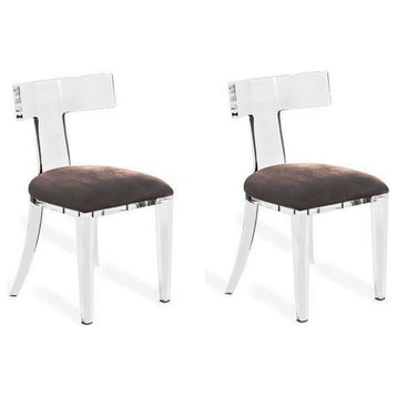 Duchess Modern Acrylic Dining Chair With Velvet Seat Set of 2