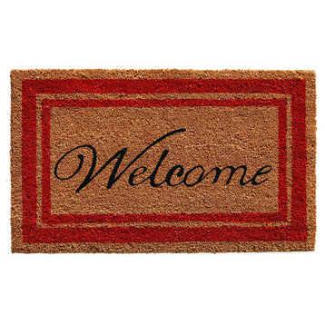 Calloway Mills Red Border Welcome Doormat, 24"x36"