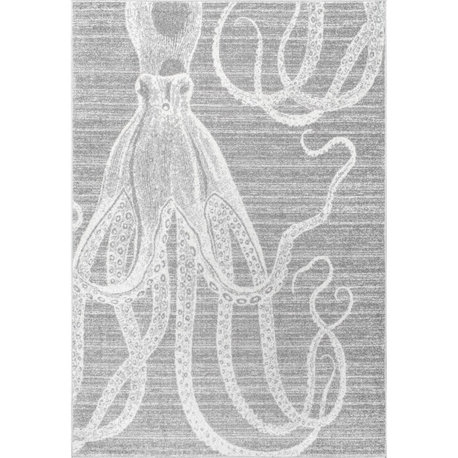 Nuloom Novelty Octopus, Grey 5'x8'