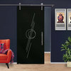 Sliding Glass Barn Door Red or Black Back Painted with Design, 28"x81", Black Back Painted