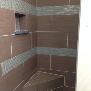 Bäder mit Einbauwaschbecken und Kiesel-Bodenfliesen Ideen, Design