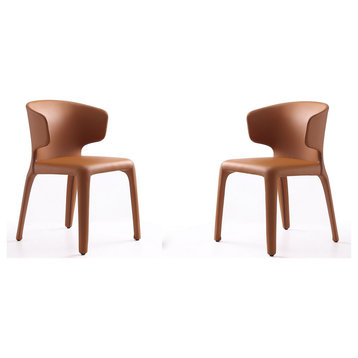 Conrad Leather Dining Chair, Saddle/Set of 2