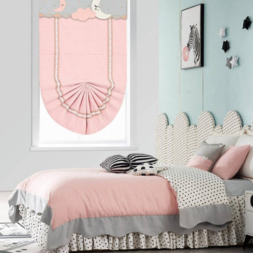 QYBHF743 High Quality Chenille Pink Custom Made Roman Blinds For Home Decoration