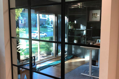 Inspiration for a large industrial home office remodel in Dallas