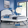 Platform Bed Frame, Queen Size, White, Velvet, Modern, Bedroom Guest Suite