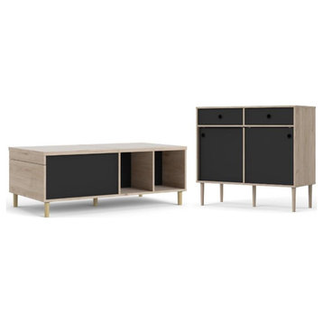 Home Square 2-Piece Set with Coffee Table and 2 Drawer Sideboard