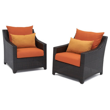 Deco 2 Piece Aluminum Outdoor Patio Club Chairs, Tikka Orange