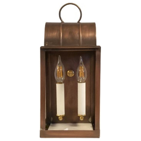 1860 Clear Glass Solid Copper Wall Lantern, Outdoor, Made in USA
