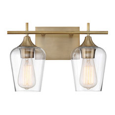 Octave 2-Light Vanity Fixture, Warm Brass, 2-Light