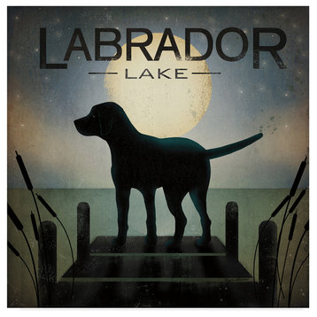 Ryan Fowler 'Moonrise Black Dog - Labrador Lake' Canvas Art