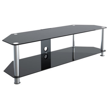 AVF Steel TV Stand with Cable Management for up to 65" TVs in Black/Chrome