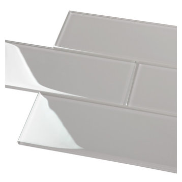 4"x12" Glass Subway Collection, Light Gray