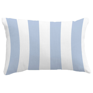 Rugby Stripe Stripe Print Throw Pillow With Linen Texture, Blue, 14"x20"