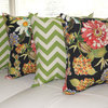 Chevron Greenage Green And Pierette Licorice Outdoor Throw Pillows, Set of 4