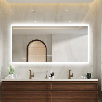 Frameless LED Bathroom Backlit Mirror With Dimmer, Defogger, 72"x36"