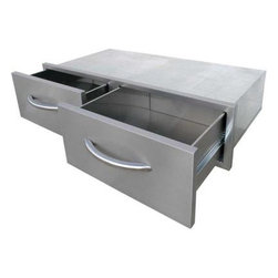 Cal Flame - Cal Flame Grill Accessories. 2-Drawer Built-In BBQ Stainless Steel Horizontal Bi - Grill Tools & Accessories