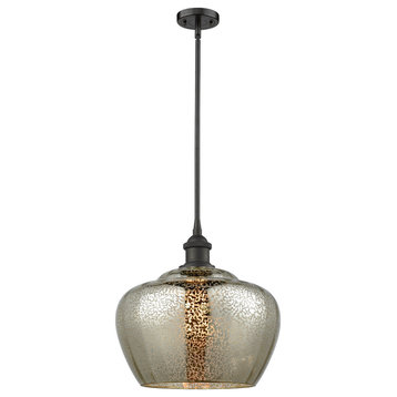 1-Light LED Large Fenton 11" Pendant, Oil Rubbed Bronze, Glass: Mercury