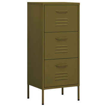 vidaXL Storage Cabinet Olive Green 16.7" Steel Home Side Cabinet Furniture