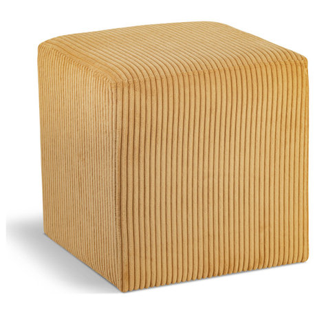 Roy Microsuede Fabric Upholsetered Ottoman/Stool, Yellow, Square