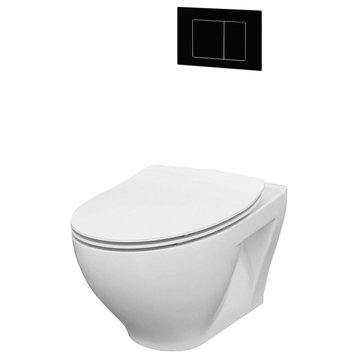 In-Wall Toilet Set, Black Square Actuators, 2"x4" Carrier & Tank