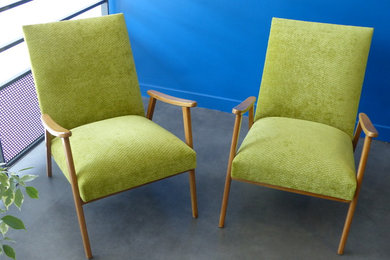 Fourniture et réfection d'une paire de fauteuils vintage d'inspiration scandinav