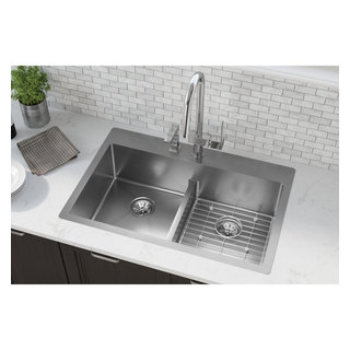 Elkay Crosstown Stainless Steel 33 in. Single Bowl Dual Mount Kitchen Sink with Workstation Kit, Silver