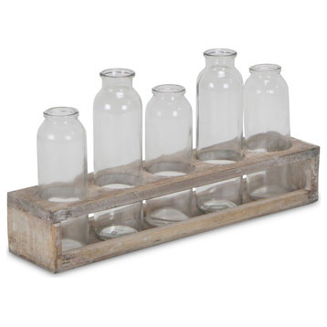 Glass Bottle Decor With Wooden Stand