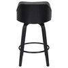 Alec Contemporary 30"�Bar Height�Swivel Barstool in Black Brush Wood Finish and