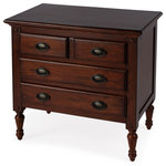 Butler - Easterbrook 4-Drawer Accent Chest, Cherry Brown - Crafted from mango Wood solids in a fresh white finish with turned legs and rosette accents This stunning 4-drawer chest lends traditional antique style to an entryway, master suite or any space needing a splash of style!