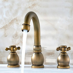 Antique Brass Widespread Bathroom Sink Faucet T1808K - Bathroom Faucets And Showerheads