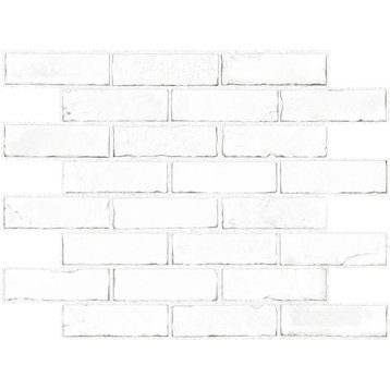 3D Wall Panel White Faux Brick Design 23.75 by 17.5 Inches 569BC