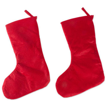 DII Modern Fabric Santa's Holiday Stocking in Red/White (Set of 2)