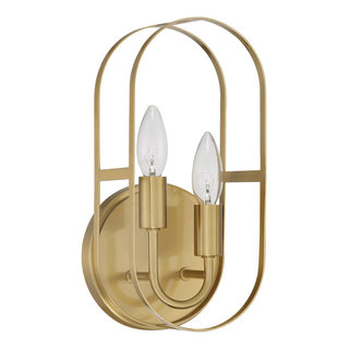 Sutton 2-Light Wall Sconce, Satin Brass