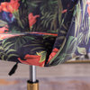 Flower Fabric Home Office Chair With Gold Metal Legs, Flower