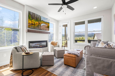 Transitional living room photo in Denver