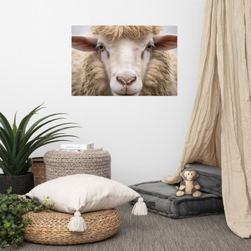 Innocent Eyes Sheep Portrait Photorealism Digital Art Loose Print