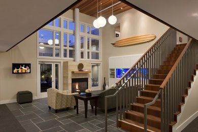 Home design - large coastal home design idea in Los Angeles