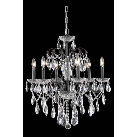 Elegant Lighting St. Francis 6-Light Crystal Chandelier, Dark Bronze, Royal Cut