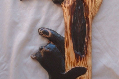 RACCOON BLACK BEAR Wood Carving Chainsaw Carved Log Cabin Decor Wall Art Wood