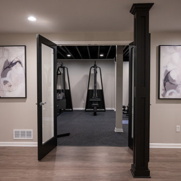 Finished Basement in Northville, MI with a Bar and Home Gym