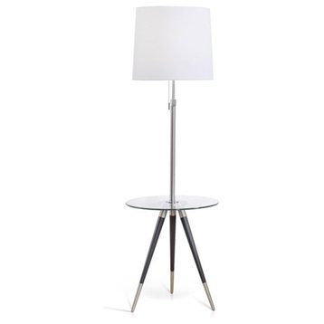 The PREMIERE Modern Tripod Glass Table Floor Lamp, Brushed Nickel