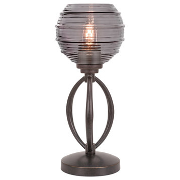 Marquise Accent Lamp In Dark Granite Finish With 6" Smoke Ribbed Glass