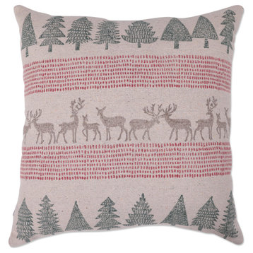 Christmas/Holiday Throw Pillow, Woodland Forest Natural, 20" x 20"
