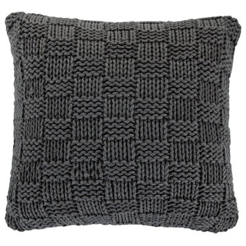Chess Knit Euro Pillow, 27"x27", Slate, 1 Piece