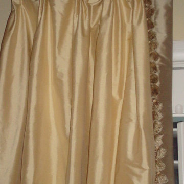Living Room | Button Top Banded Silk Draperies