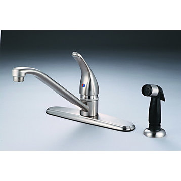 Single Handle Kitchen Faucet With Spray, Chrome, Satin Nickel